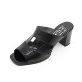 CHIYO Black Balanced Heel Sandals