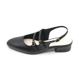 EMMI Black Double Belt Sling Back