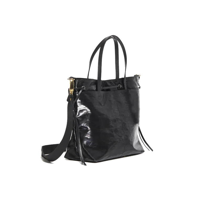 Emy Black Linen Tote Bag