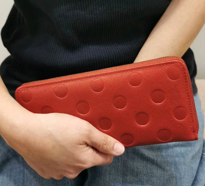 EN THIN ROUND Camel Brown Dot Wallet
