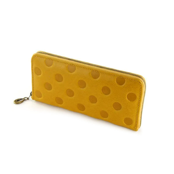 EN Thin Round Wallet Dot Camel Brown