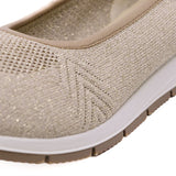 ESLIA Glitter Taupe Soft Walking Stretch Flats