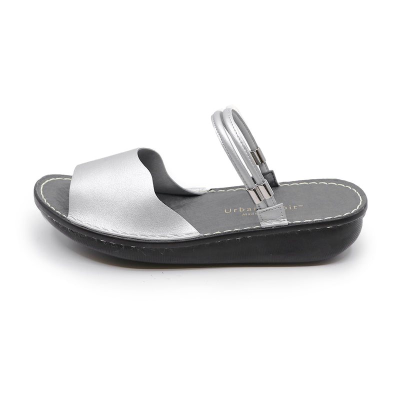 Fuuna Silver Microfiber Real Support Sandals