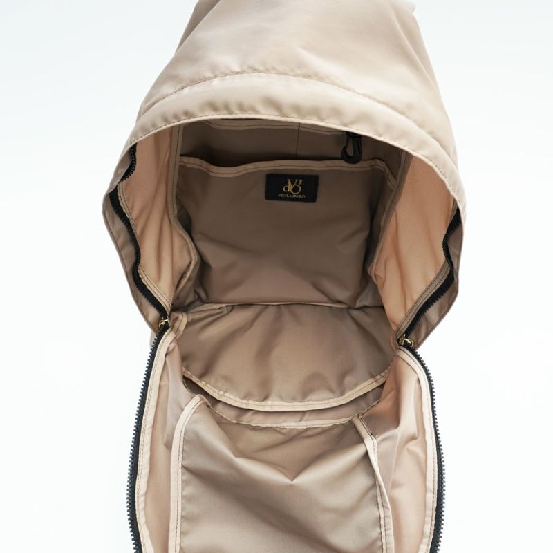 GINO Taupe backpack interior with a brand logo Viola D'oro