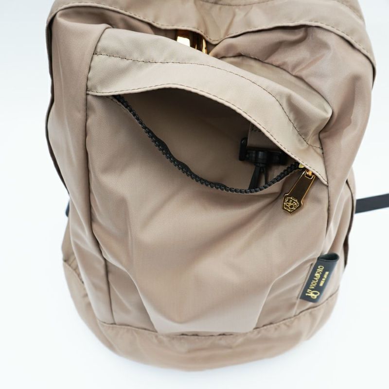 GINO Taupe backpack with a brand logo on a white background