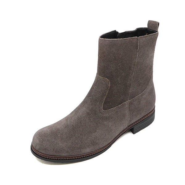GRETA Taupe Grey Soft Walking Leather Boots
