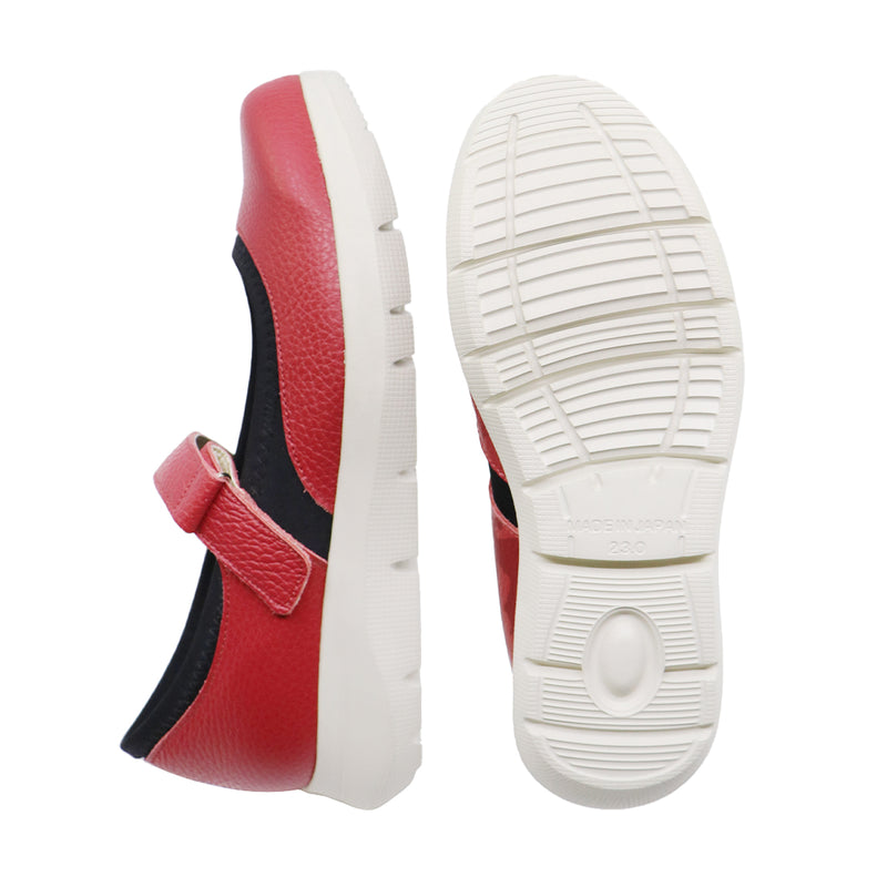 Himari Red Soft Walking Sneaker Strap Flats