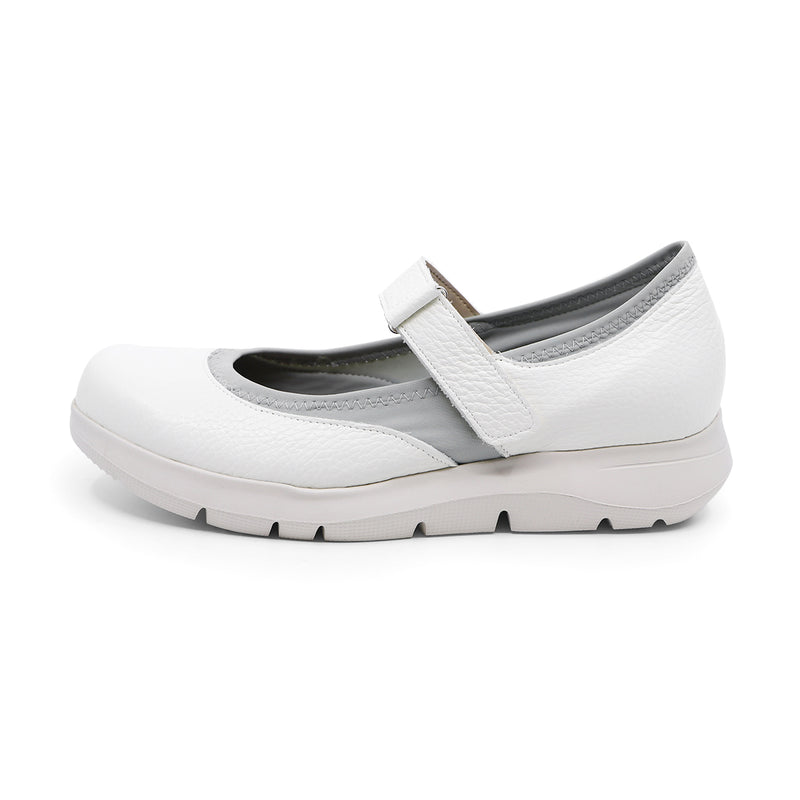 Himari White Soft Walking Sneaker Strap Flats