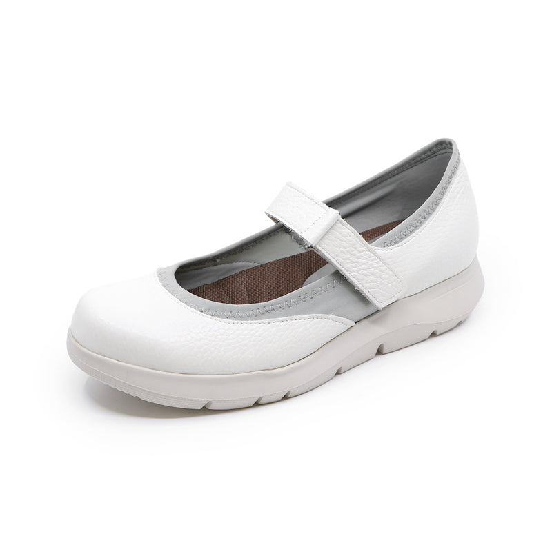 Himari White Soft Walking Sneaker Strap Flats