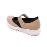 Himari Moca Beige Soft Walking Sneaker Strap Flats