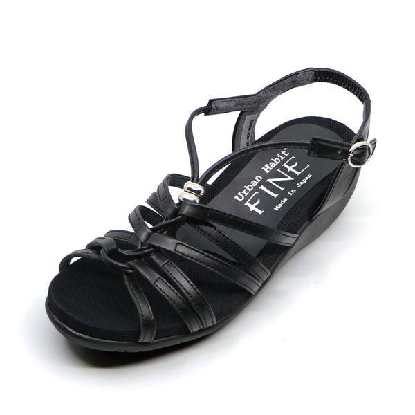 Ikka Black Soft Walkinng Sandals