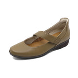 KAKO Dark Khaki Ultra Light Leather Strap Flats