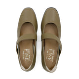 KAKO Dark Khaki Ultra Light Leather Strap Flats