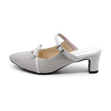 KOMI Ivory Stripe Soft Mules