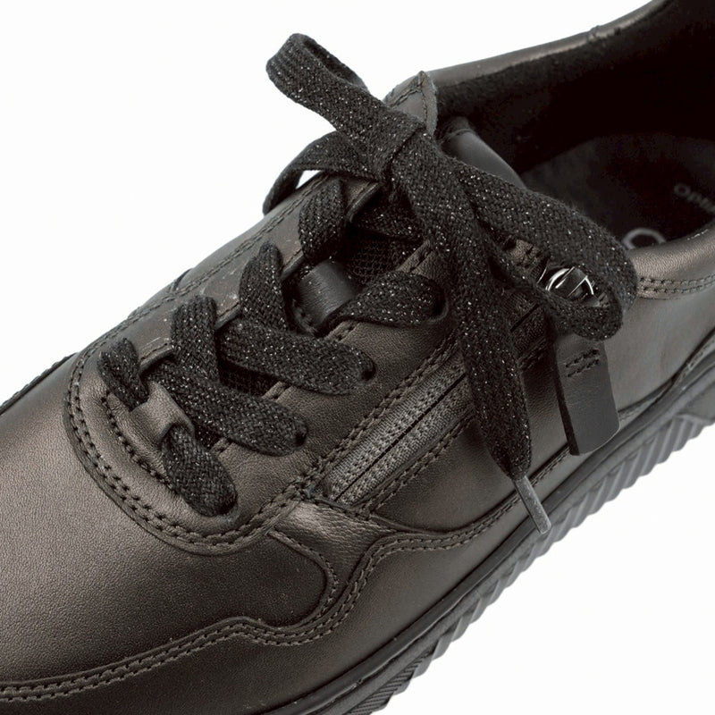 LISE Black Soft Walking Leather Sneakers
