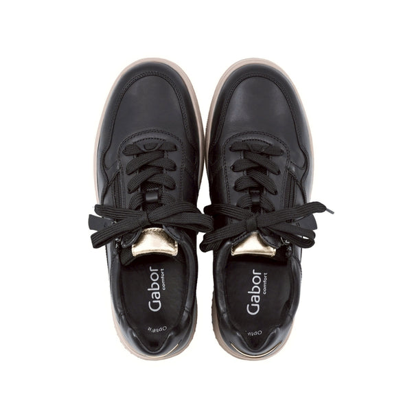 LISE Black Soft Walking Leather Sneakers