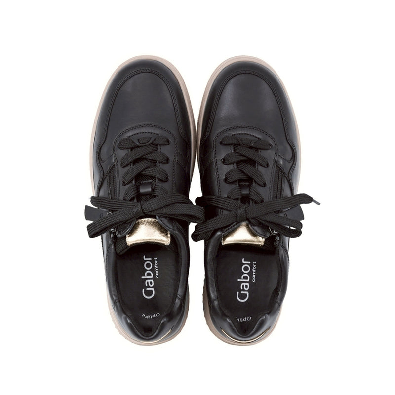 LISE Black Soft Walking Leather Sneakers