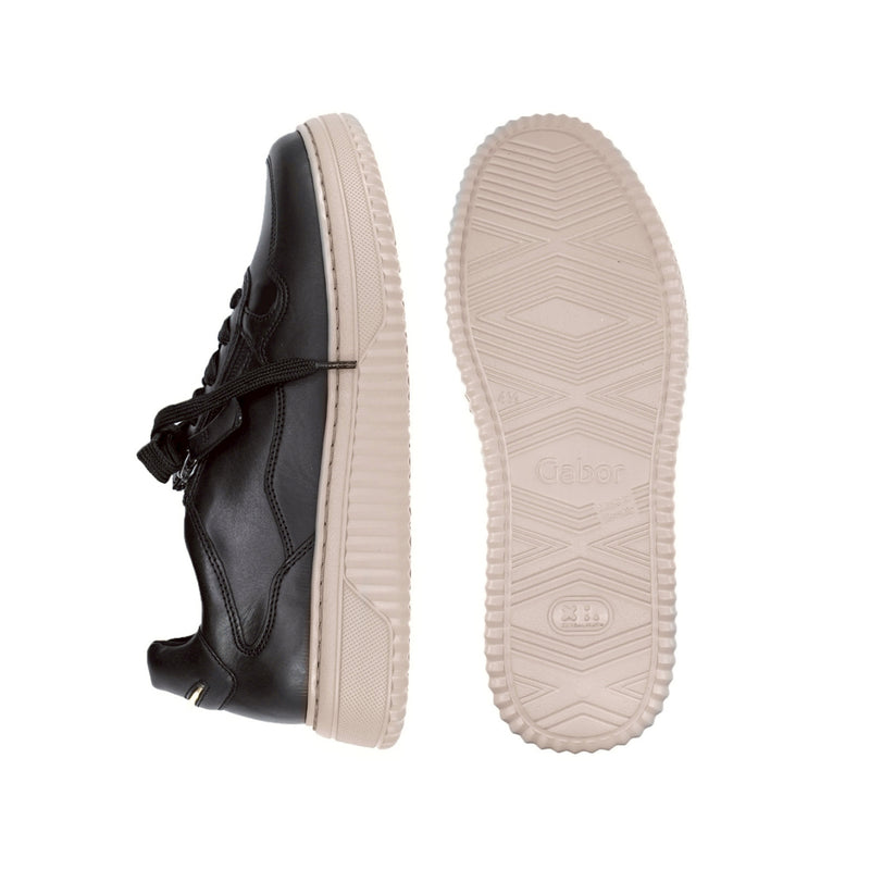 LISE Black Soft Walking Leather Sneakers