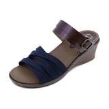Loren2 Navy 2 Ways Soft Wedge Sandals