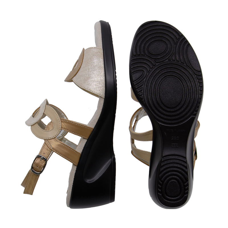 Nanae Beige Combi Soft Walking Sandals