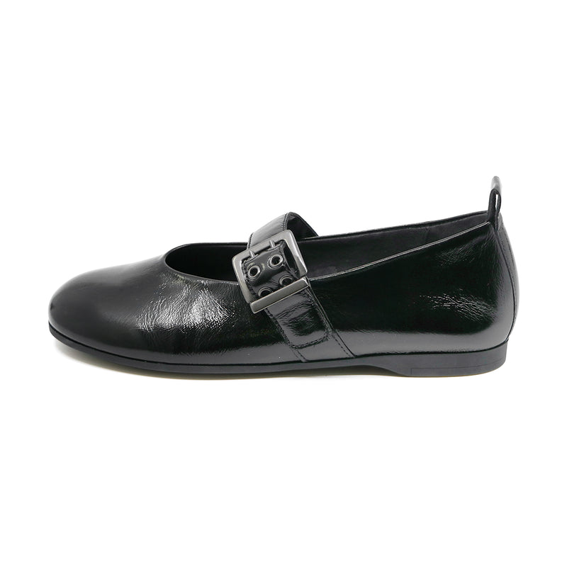 NELLA Black Soft Walking Strap Flats