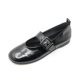 NELLA Black Soft Walking Strap Flats