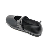NELLA Black Soft Walking Strap Flats