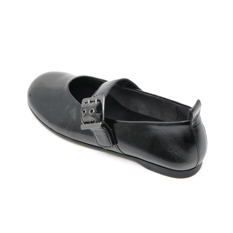 NELLA Black Soft Walking Strap Flats