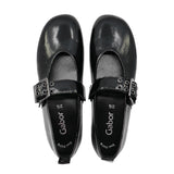 NELLA Black Soft Walking Strap Flats