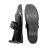 NELLA Black Soft Walking Strap Flats