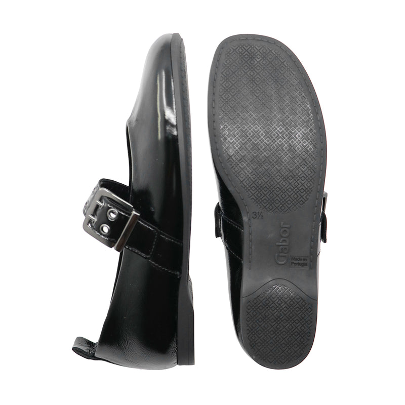 NELLA Black Soft Walking Strap Flats