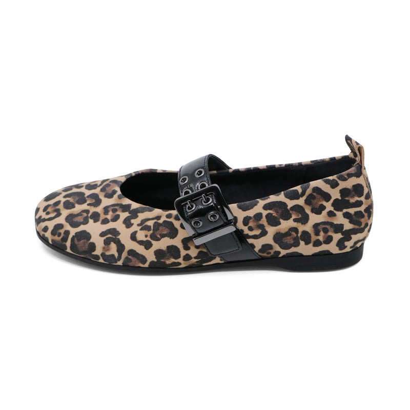 NELLA Leopard Soft Walking Strap Flats