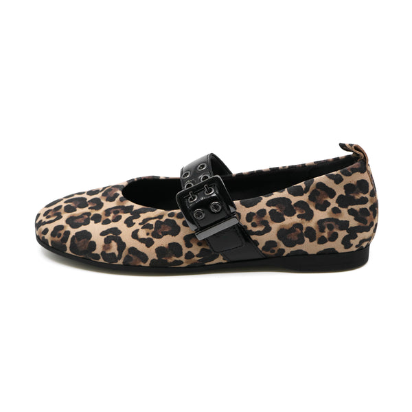 NELLA Leopard Soft Walking Strap Flats