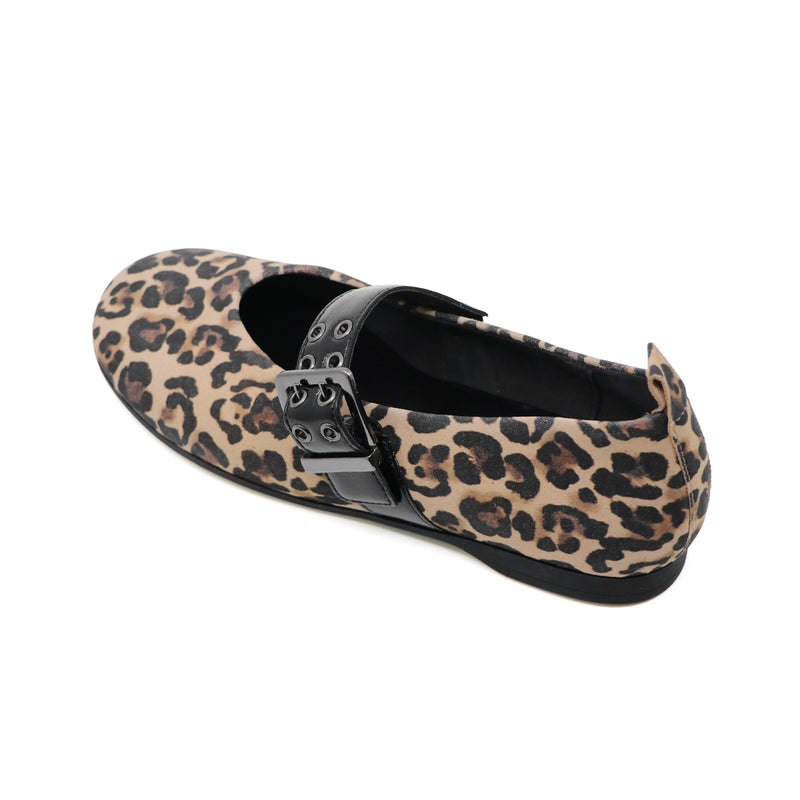 NELLA Leopard Soft Walking Strap Flats