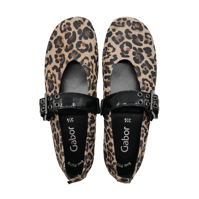 NELLA Leopard Soft Walking Strap Flats
