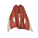 Nico Red x White Fluffy Wool Mix Poncho