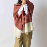 Nico Red x White Fluffy Wool Mix Poncho