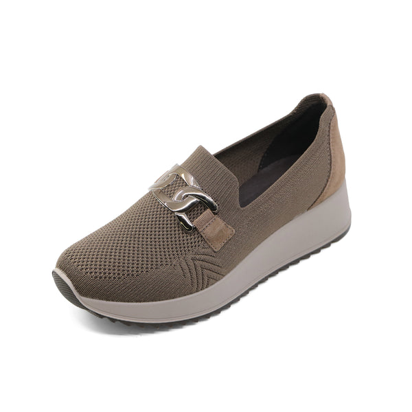 AURIE  Taupe WIDE FIT STRETCH SLIP-ONS