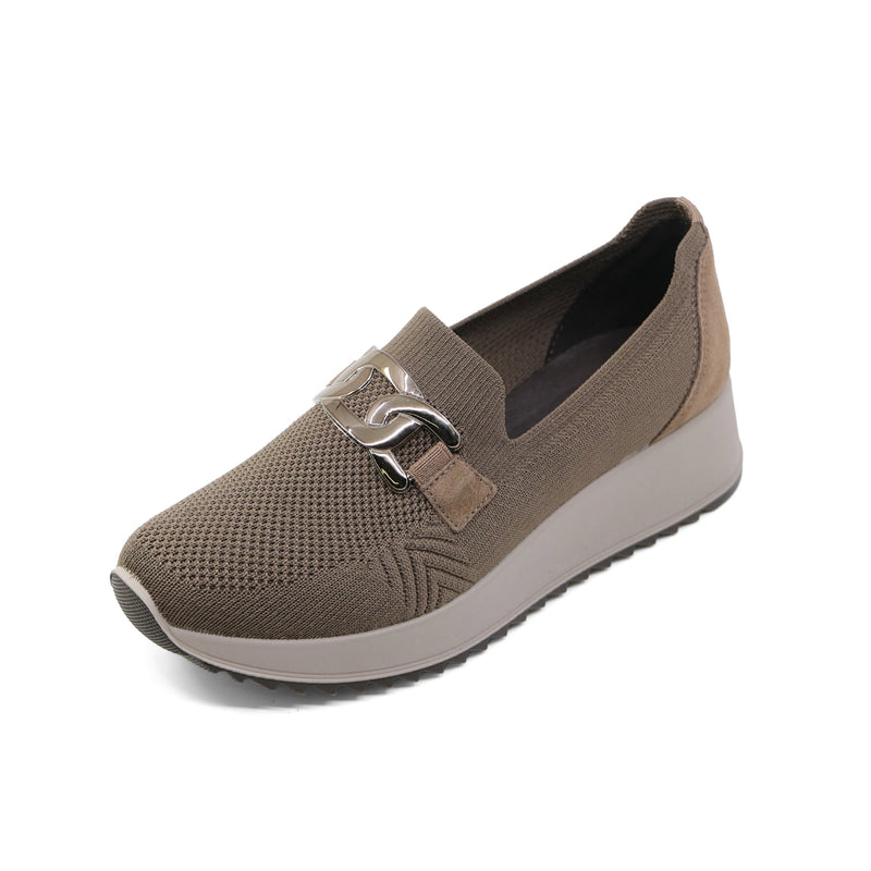AURIE Taupe Wide Fit Stretch Slip-Ons