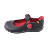 PASS BUTTON Black Strap Flats