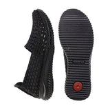 RELLA Black Mesh Soft Walking Stretch Flats
