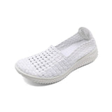 RELLA White Mesh Soft Walking Stretch Flats