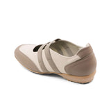 SACHIE Taupe Soft Walking Double Straps Flats