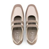 SACHIE Taupe Soft Walking Double Straps Flats