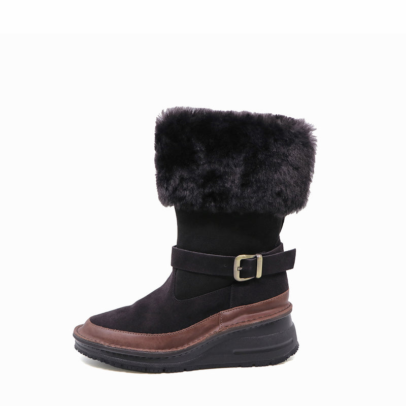 Saemi Black 2 Ways Anti-Slip Mouton Long Boots