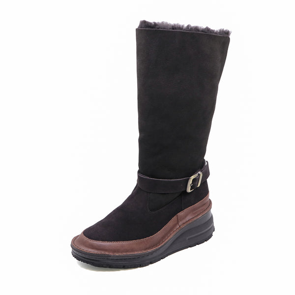 Saemi Dark Brown 2 Ways Anti-Slip Mouton Long Boots