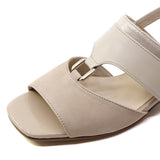 SAYU Beige Combi BALANCED HEEL SANDALS