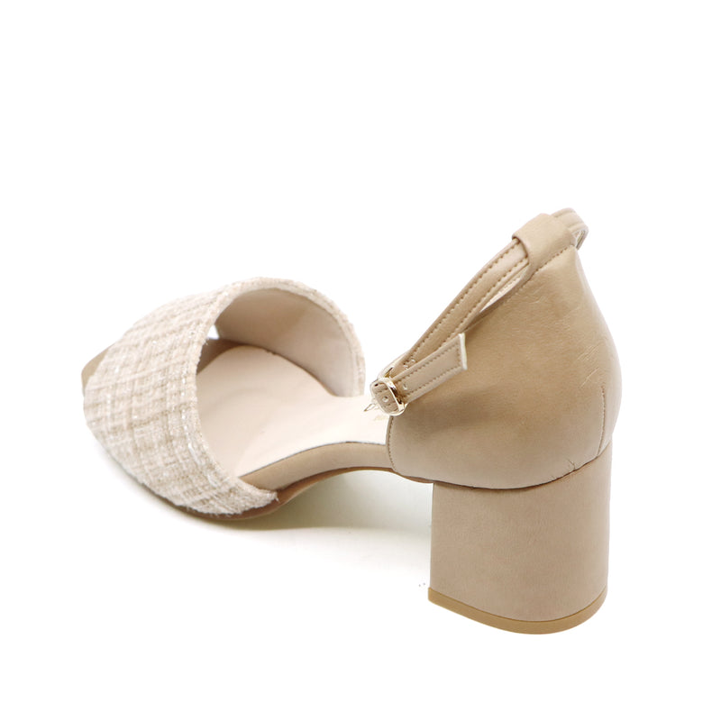 TINA Beige Block Heel Sandals