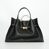TRERO-L Black-Grey Leather Tote Bag