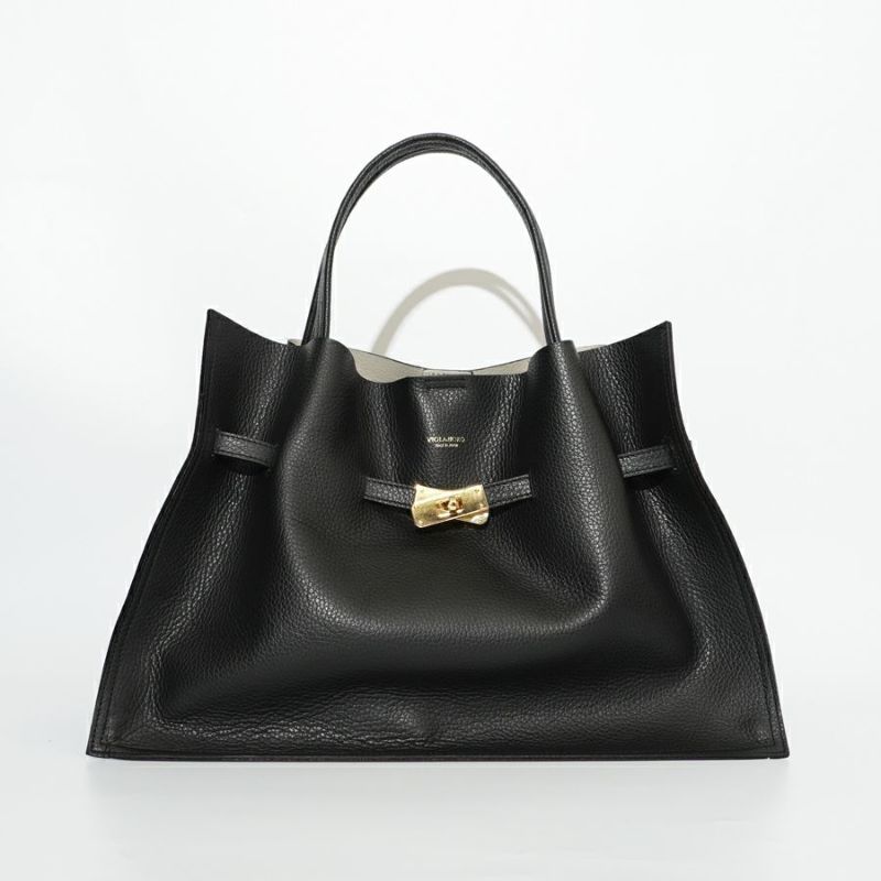TRERO-L Black-Grey Leather Tote Bag